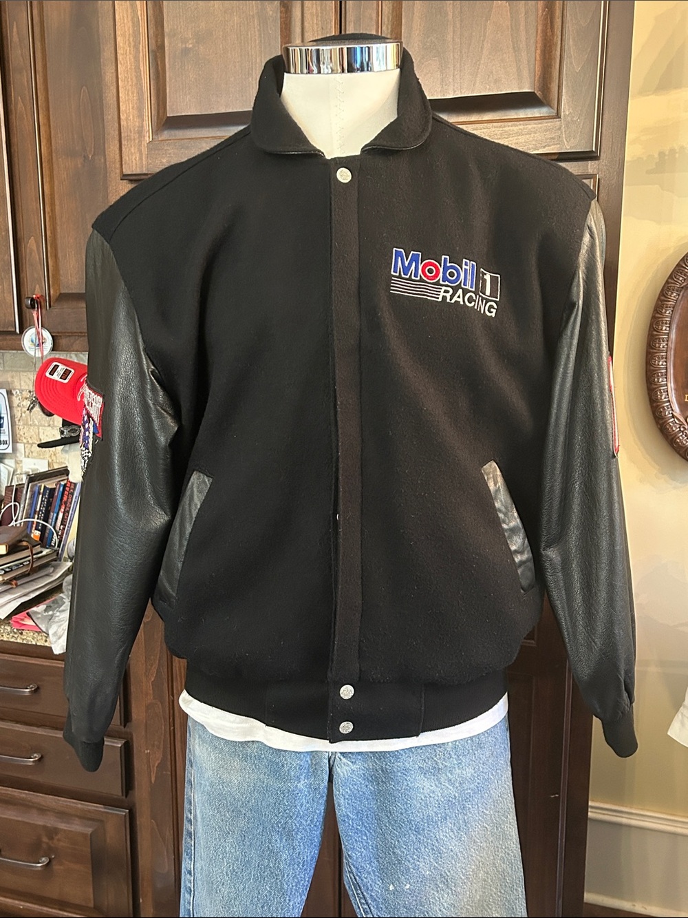 1998 Jeff Hamilton Mobil 1 Racing Pegasus #12 Jeremy Mayfield Wool Varsity Sz M